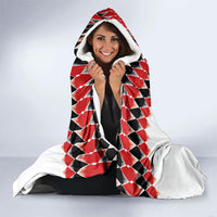 Austria National Football Hooded Blanket Argyle Diamond Pattern with Eagle Watercolor Paint Splash Graphic Art