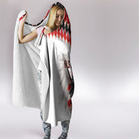 Austria National Football Hooded Blanket Argyle Diamond Pattern with Eagle Watercolor Paint Splash Graphic Art