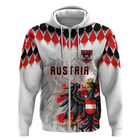 Custom Austria National Football Hoodie Argyle Diamond Pattern with Eagle Watercolor Paint Splash Graphic Art