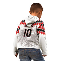 Custom Austria National Football Kid Hoodie Argyle Diamond Pattern with Eagle Watercolor Paint Splash Graphic Art