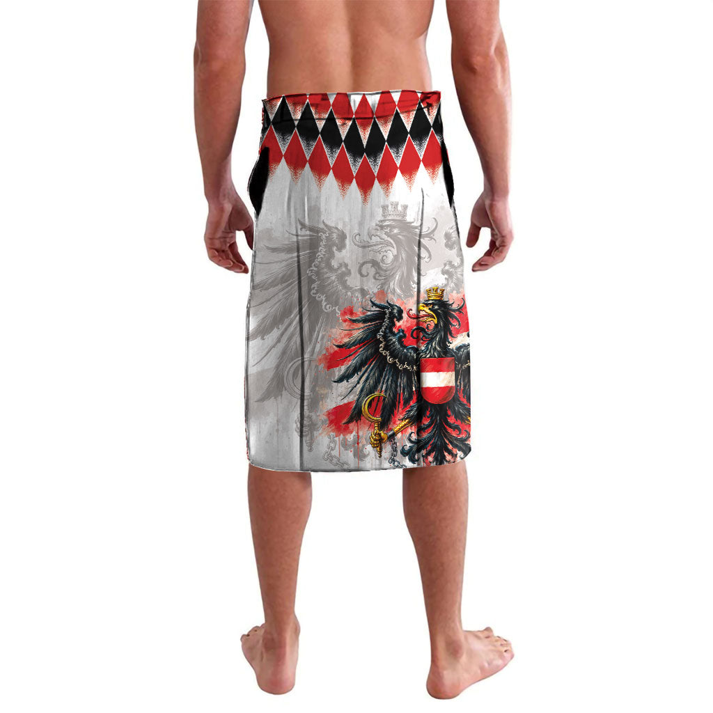 Custom Austria National Football Lavalava Argyle Diamond Pattern with Eagle Watercolor Paint Splash Graphic Art