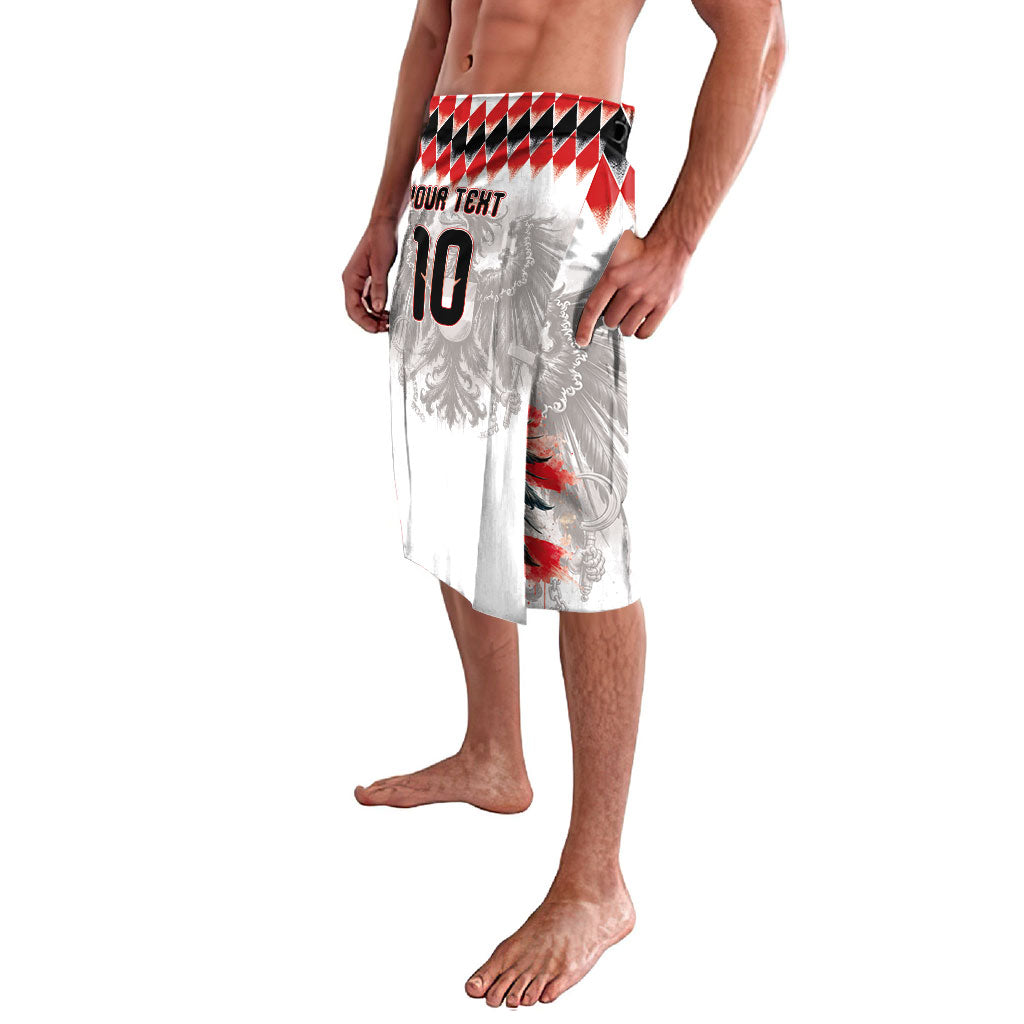 Custom Austria National Football Lavalava Argyle Diamond Pattern with Eagle Watercolor Paint Splash Graphic Art
