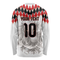 Custom Austria National Football Long Sleeve Shirt Argyle Diamond Pattern with Eagle Watercolor Paint Splash Graphic Art
