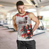 Custom Austria National Football Men Tank Top Argyle Diamond Pattern with Eagle Watercolor Paint Splash Graphic Art