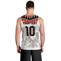 Custom Austria National Football Men Tank Top Argyle Diamond Pattern with Eagle Watercolor Paint Splash Graphic Art