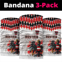 Austria National Football Neck Gaiter Argyle Diamond Pattern with Eagle Watercolor Paint Splash Graphic Art