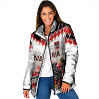 Custom Austria National Football Padded Jacket Argyle Diamond Pattern with Eagle Watercolor Paint Splash Graphic Art