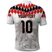 Custom Austria National Football Polo Shirt Argyle Diamond Pattern with Eagle Watercolor Paint Splash Graphic Art