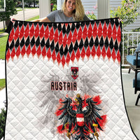 Austria National Football Quilt Argyle Diamond Pattern with Eagle Watercolor Paint Splash Graphic Art