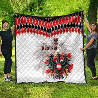 Austria National Football Quilt Argyle Diamond Pattern with Eagle Watercolor Paint Splash Graphic Art
