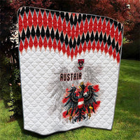 Austria National Football Quilt Argyle Diamond Pattern with Eagle Watercolor Paint Splash Graphic Art