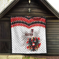 Austria National Football Quilt Argyle Diamond Pattern with Eagle Watercolor Paint Splash Graphic Art