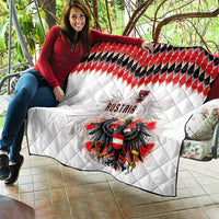 Austria National Football Quilt Argyle Diamond Pattern with Eagle Watercolor Paint Splash Graphic Art