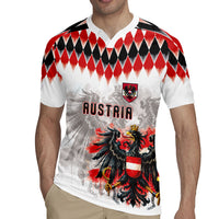 Custom Austria National Football Rugby Jersey Argyle Diamond Pattern with Eagle Watercolor Paint Splash Graphic Art