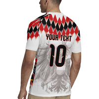 Custom Austria National Football Rugby Jersey Argyle Diamond Pattern with Eagle Watercolor Paint Splash Graphic Art