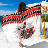 Austria National Football Sarong Argyle Diamond Pattern with Eagle Watercolor Paint Splash Graphic Art