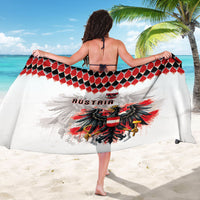 Austria National Football Sarong Argyle Diamond Pattern with Eagle Watercolor Paint Splash Graphic Art