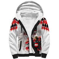 Custom Austria National Football Sherpa Hoodie Argyle Diamond Pattern with Eagle Watercolor Paint Splash Graphic Art