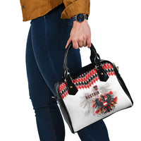 Austria National Football Shoulder Handbag Argyle Diamond Pattern with Eagle Watercolor Paint Splash Graphic Art