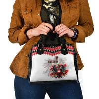 Austria National Football Shoulder Handbag Argyle Diamond Pattern with Eagle Watercolor Paint Splash Graphic Art