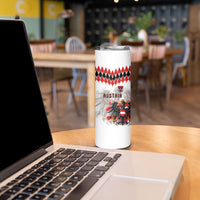 Custom Austria National Football Skinny Tumbler Argyle Diamond Pattern with Eagle Watercolor Paint Splash Graphic Art