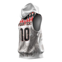 Custom Austria National Football Sleeveless Hoodie Argyle Diamond Pattern with Eagle Watercolor Paint Splash Graphic Art