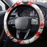 Austria National Football Steering Wheel Cover Argyle Diamond Pattern with Eagle Watercolor Paint Splash Graphic Art