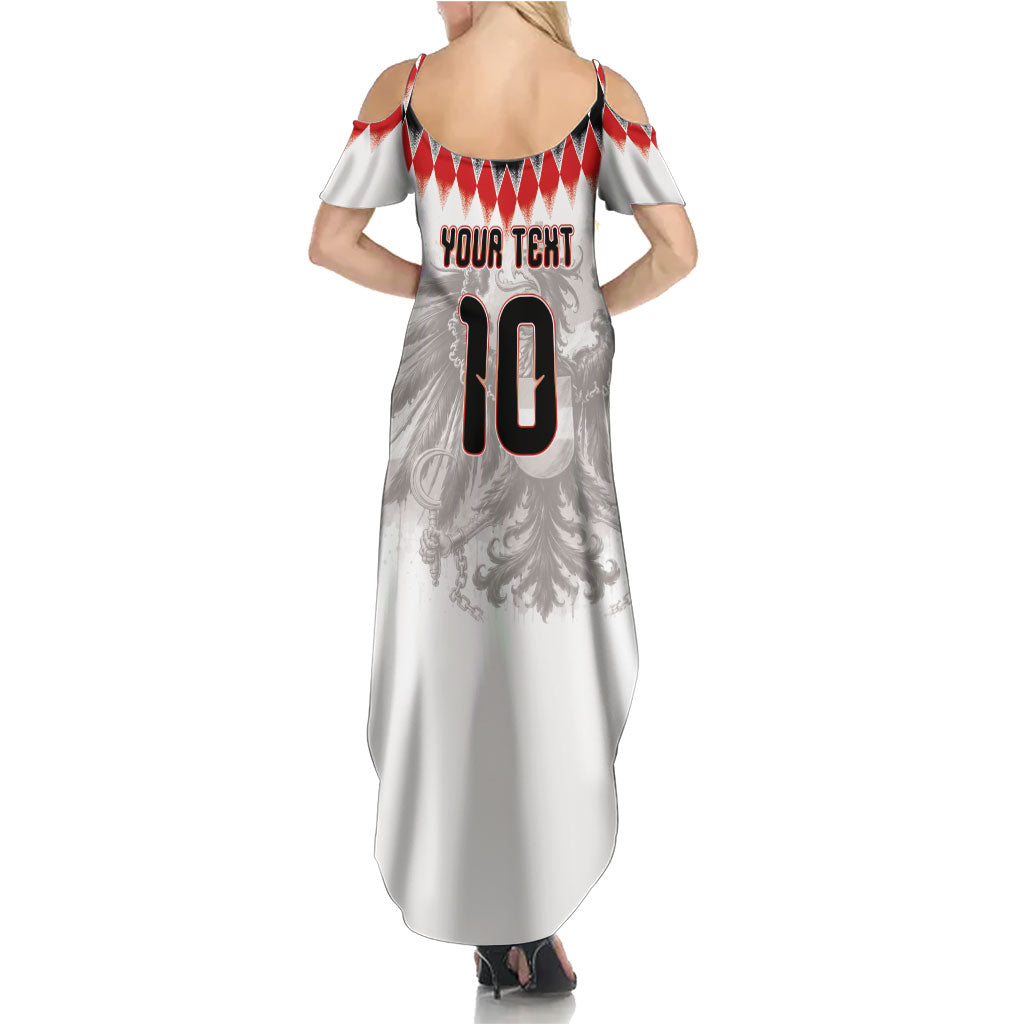 Custom Austria National Football Summer Maxi Dress Argyle Diamond Pattern with Eagle Watercolor Paint Splash Graphic Art