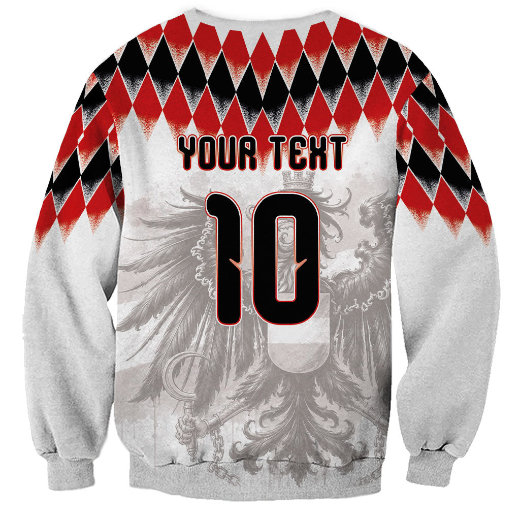 Custom Austria National Football Sweatshirt Argyle Diamond Pattern with Eagle Watercolor Paint Splash Graphic Art
