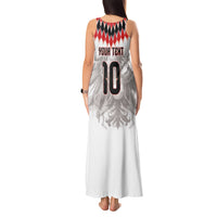 Custom Austria National Football Tank Maxi Dress Argyle Diamond Pattern with Eagle Watercolor Paint Splash Graphic Art