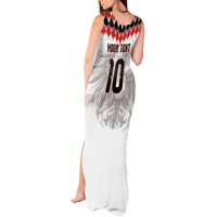 Custom Austria National Football Tank Maxi Dress Argyle Diamond Pattern with Eagle Watercolor Paint Splash Graphic Art