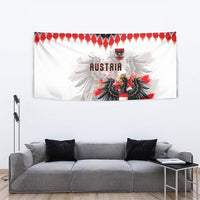 Austria National Football Tapestry Argyle Diamond Pattern with Eagle Watercolor Paint Splash Graphic Art