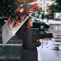 Austria National Football Umbrella Argyle Diamond Pattern with Eagle Watercolor Paint Splash Graphic Art