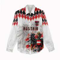 Custom Austria National Football Women Casual Shirt Argyle Diamond Pattern with Eagle Watercolor Paint Splash Graphic Art