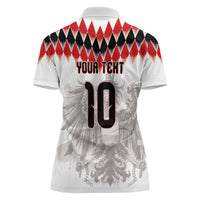 Custom Austria National Football Women Polo Shirt Argyle Diamond Pattern with Eagle Watercolor Paint Splash Graphic Art