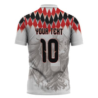 Custom Austria National Football Zipper Polo Shirt Argyle Diamond Pattern with Eagle Watercolor Paint Splash Graphic Art