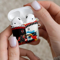 Austria and Germany National Football AirPods Case Split Half Diamond Argyle with Eagles Watercolor Paint Splash Art