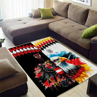 Austria and Germany National Football Area Rug Split Half Diamond Argyle with Eagles Watercolor Paint Splash Art