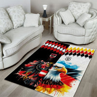 Austria and Germany National Football Area Rug Split Half Diamond Argyle with Eagles Watercolor Paint Splash Art