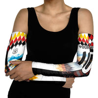 Custom Austria and Germany National Football Arm Sleeves Split Half Diamond Argyle with Eagles Watercolor Paint Splash Art