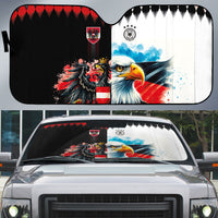 Austria and Germany National Football Auto Sun Shade Split Half Diamond Argyle with Eagles Watercolor Paint Splash Art