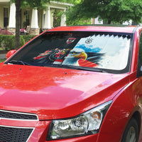 Austria and Germany National Football Auto Sun Shade Split Half Diamond Argyle with Eagles Watercolor Paint Splash Art