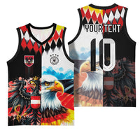 Custom Austria and Germany National Football Basketball Jersey Split Half Diamond Argyle with Eagles Watercolor Paint Splash Art
