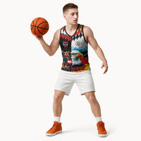 Custom Austria and Germany National Football Basketball Jersey Split Half Diamond Argyle with Eagles Watercolor Paint Splash Art