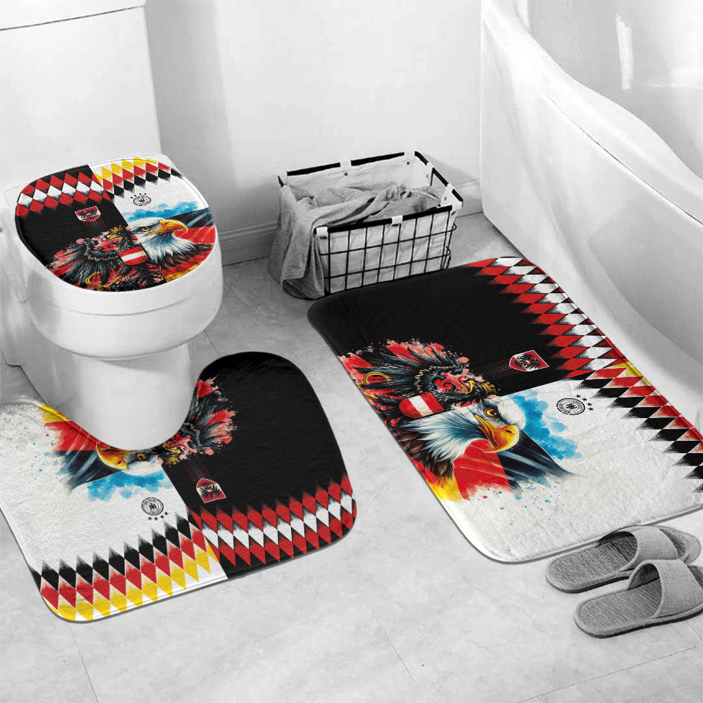 Austria and Germany National Football Bathroom Set Split Half Diamond Argyle with Eagles Watercolor Paint Splash Art