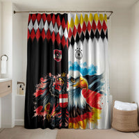 Austria and Germany National Football Bathroom Set Split Half Diamond Argyle with Eagles Watercolor Paint Splash Art
