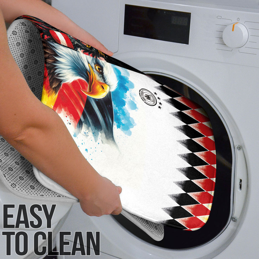 Austria and Germany National Football Bathroom Set Split Half Diamond Argyle with Eagles Watercolor Paint Splash Art