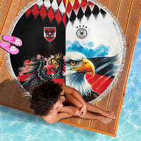 Austria and Germany National Football Beach Blanket Split Half Diamond Argyle with Eagles Watercolor Paint Splash Art