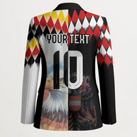 Custom Austria and Germany National Football Blazer Split Half Diamond Argyle with Eagles Watercolor Paint Splash Art