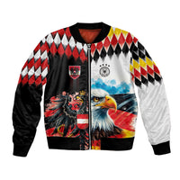 Custom Austria and Germany National Football Bomber Jacket Split Half Diamond Argyle with Eagles Watercolor Paint Splash Art